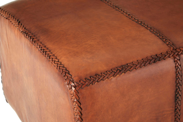 Inca Leather Bench With Teak Wood Legs detail image – Xshowhome furniture
