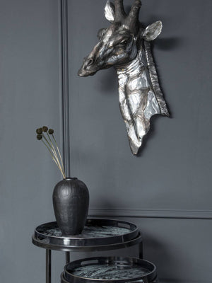 Dappled Silver Giraffe Head Wall Plaque by Libra, image 2