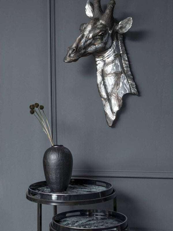Dappled Silver Giraffe Head Wall Plaque by Libra, image 2