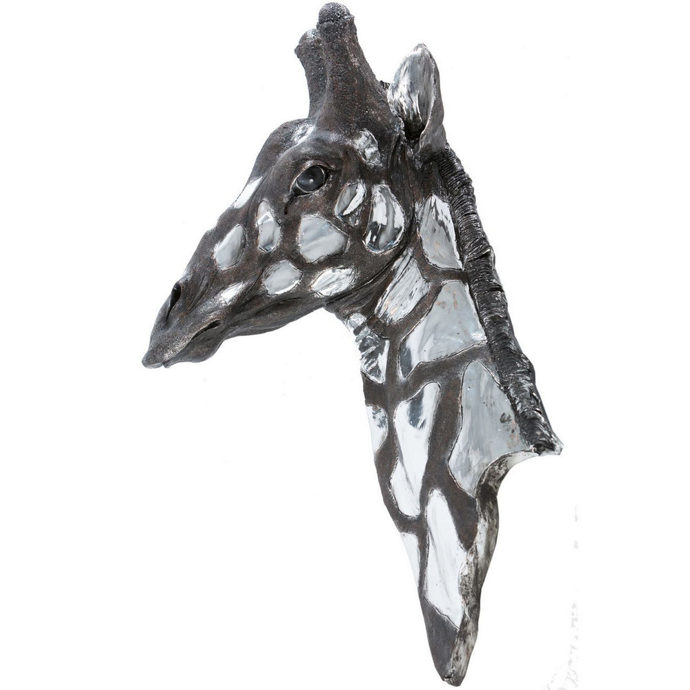 Dappled Silver Giraffe Head Wall Plaque by Libra