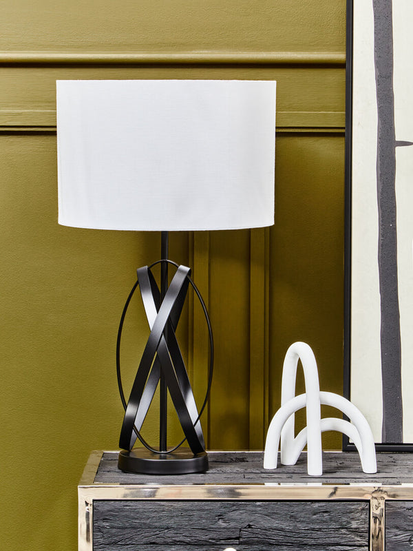 Zaina Black Cross Table Lamp detail image – Xshowhome furniture