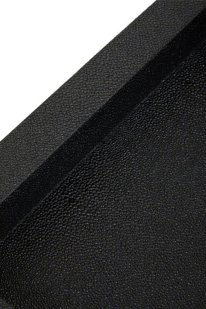 Cardoba Two Tier Black Faux Shagreen Serving Trolley detail image – Xshowhome furniture