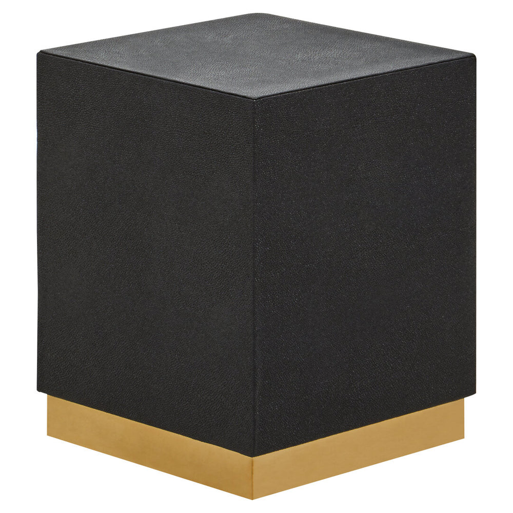 Cardoba Square Black Shagreen Effect Side Table and Stool – Xshowhome furniture
