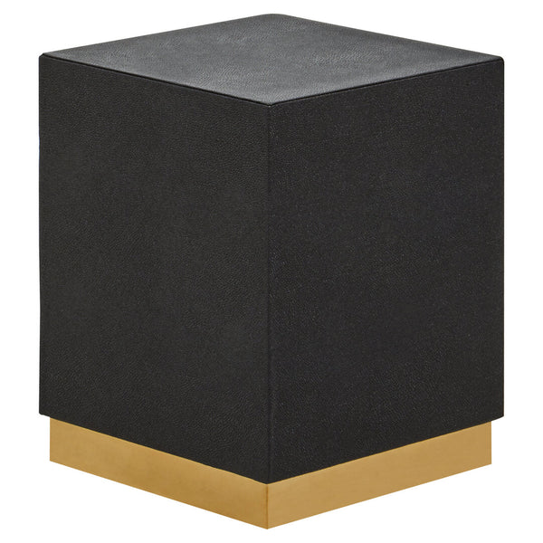 Cardoba Square Black Shagreen Effect Side Table and Stool – Xshowhome furniture