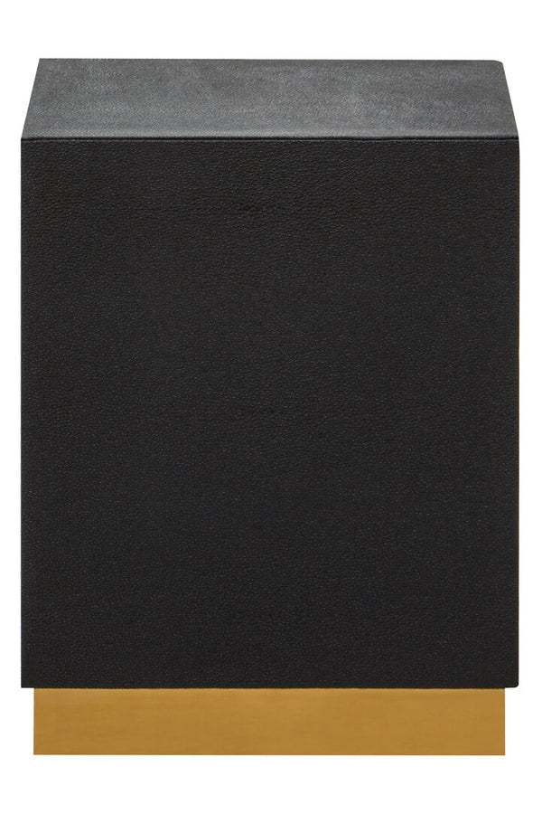 Cardoba Square Black Shagreen Effect Side Table and Stool detail image – Xshowhome furniture