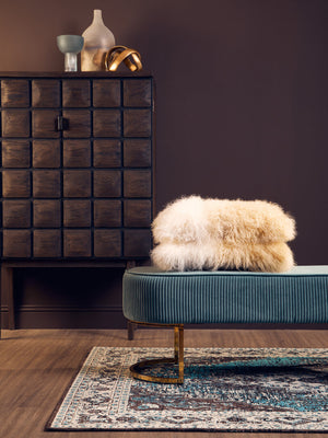 Zamora Green Velvet Ottoman Bench With Gold Finish Legs detail image – Xshowhome furniture