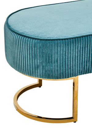 Zamora Green Velvet Ottoman Bench With Gold Finish Legs detail image – Xshowhome furniture