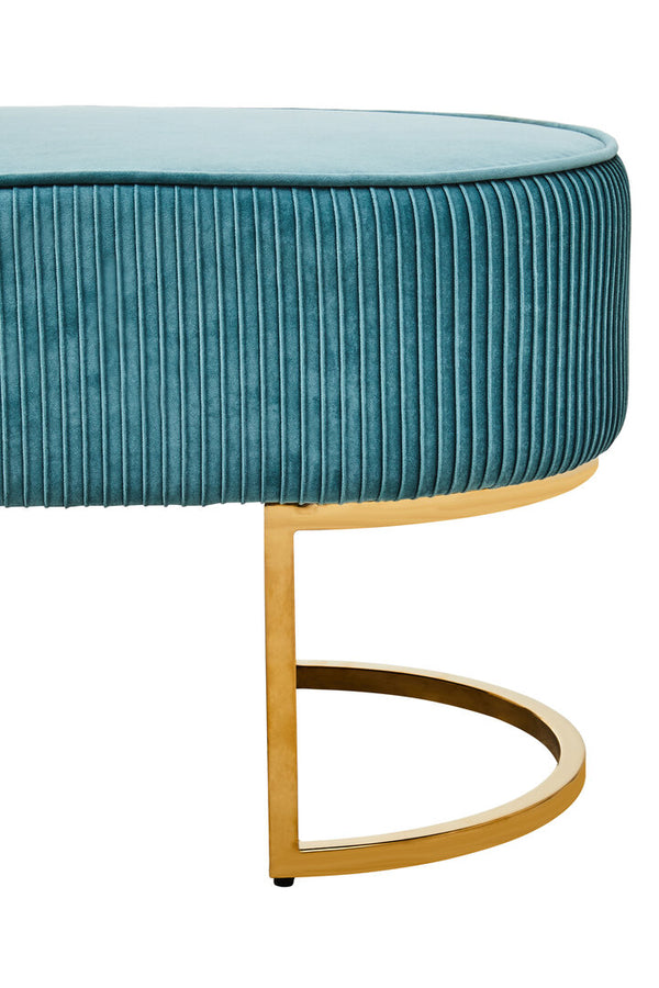 Zamora Green Velvet Ottoman Bench With Gold Finish Legs detail image – Xshowhome furniture