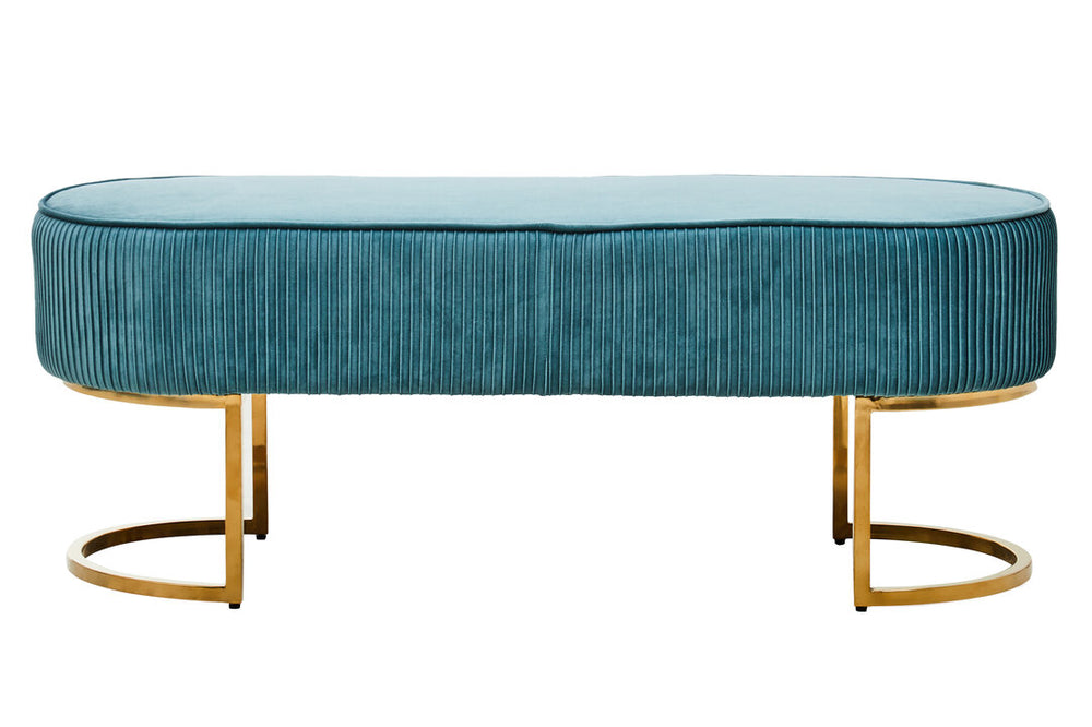 Zamora Green Velvet Ottoman Bench With Gold Finish Legs – Xshowhome furniture