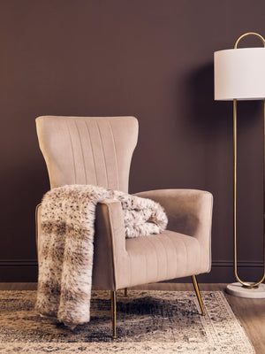 Zamora Mink Velvet Accent Chair With Gold Finish Legs detail image – Xshowhome furniture