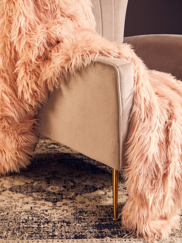 Zamora Mink Velvet Accent Chair With Gold Finish Legs detail image – Xshowhome furniture