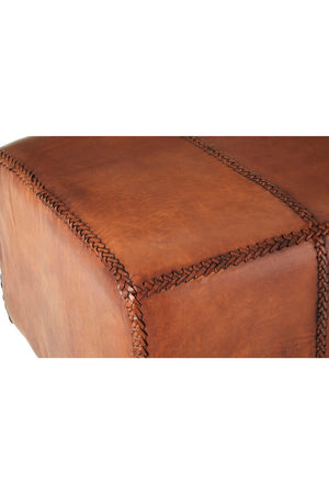 Inca Leather Bench With Teak Wood Legs detail image – Xshowhome furniture