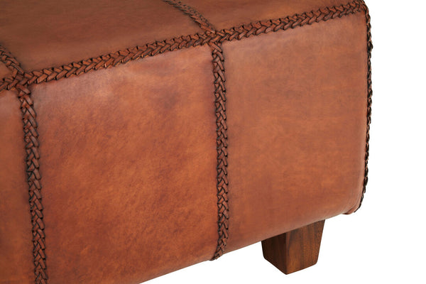 Inca Leather Bench With Teak Wood Legs detail image – Xshowhome furniture