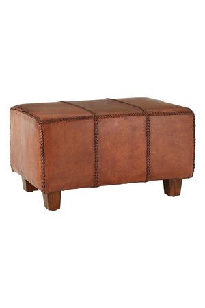 Inca Leather Bench With Teak Wood Legs detail image – Xshowhome furniture