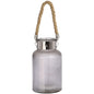 Frosted Glass Lantern with Rope Detail and Interior LED