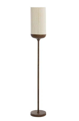 Floor lamp Ø23x159 cm DANIA wood print d brown+rope cream | Light & Living
