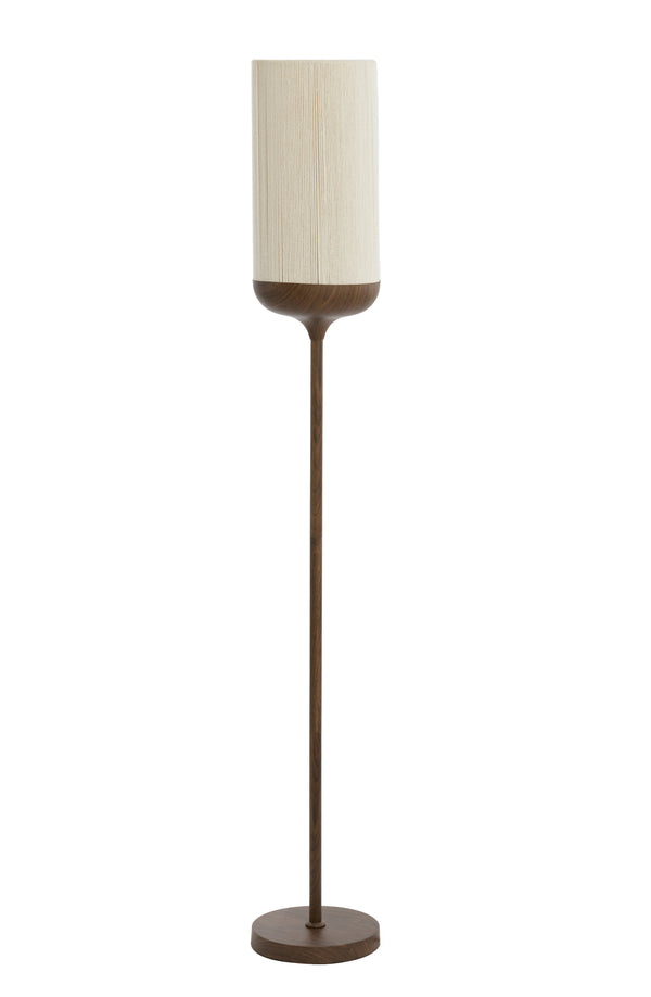 Floor lamp Ø23x159 cm DANIA wood print d brown+rope cream | Light & Living