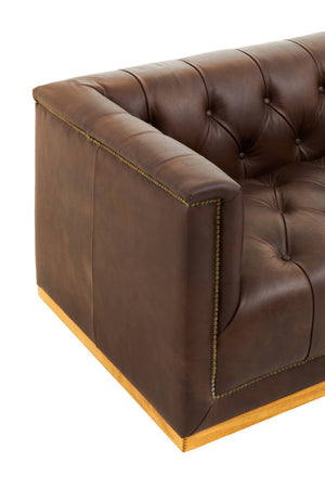 King Three Seater Modern Chesterfield Dark Brown Leather Sofa detail image – Xshowhome furniture