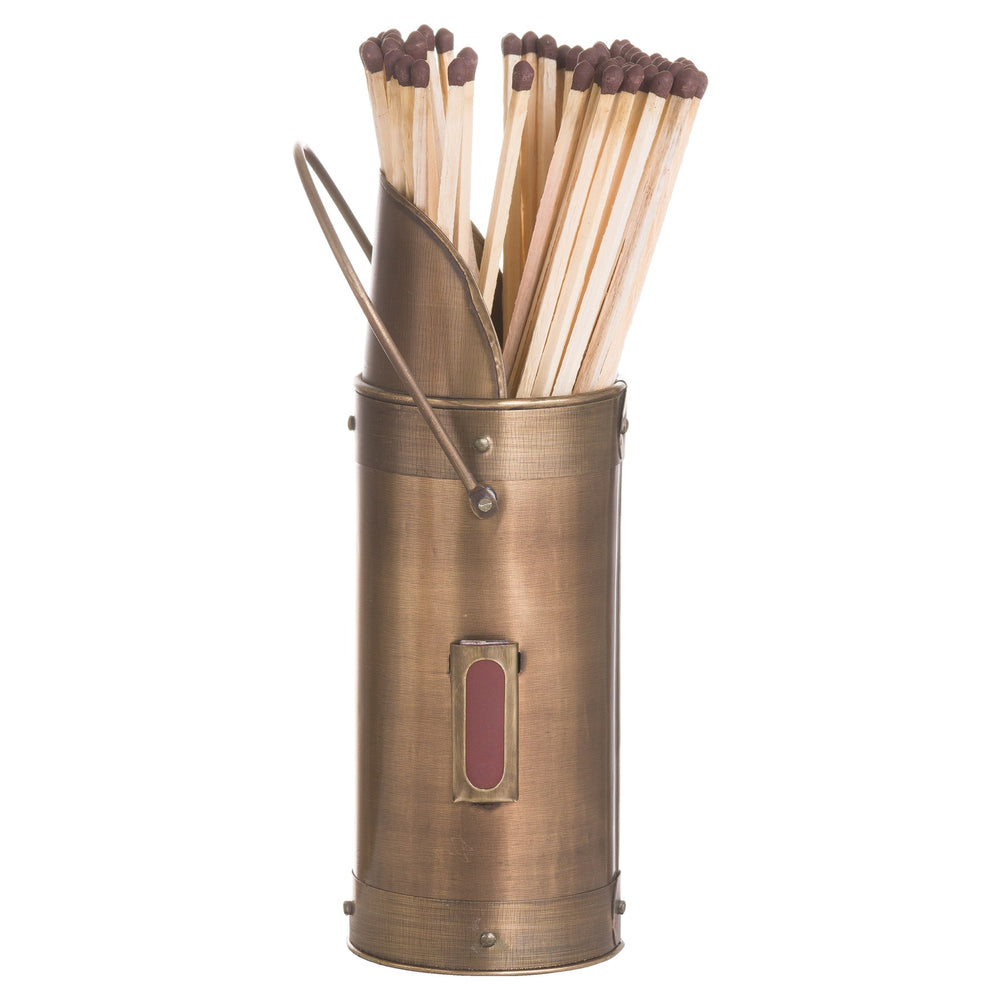Antique Bronze Matchstick Holder with 60 Matches