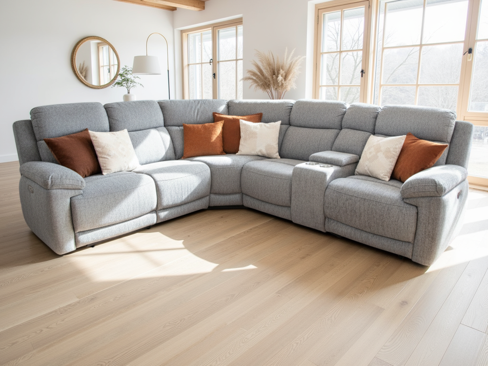 Owen Electric Recliner Sofa Grey Large Corner - Xshowhome