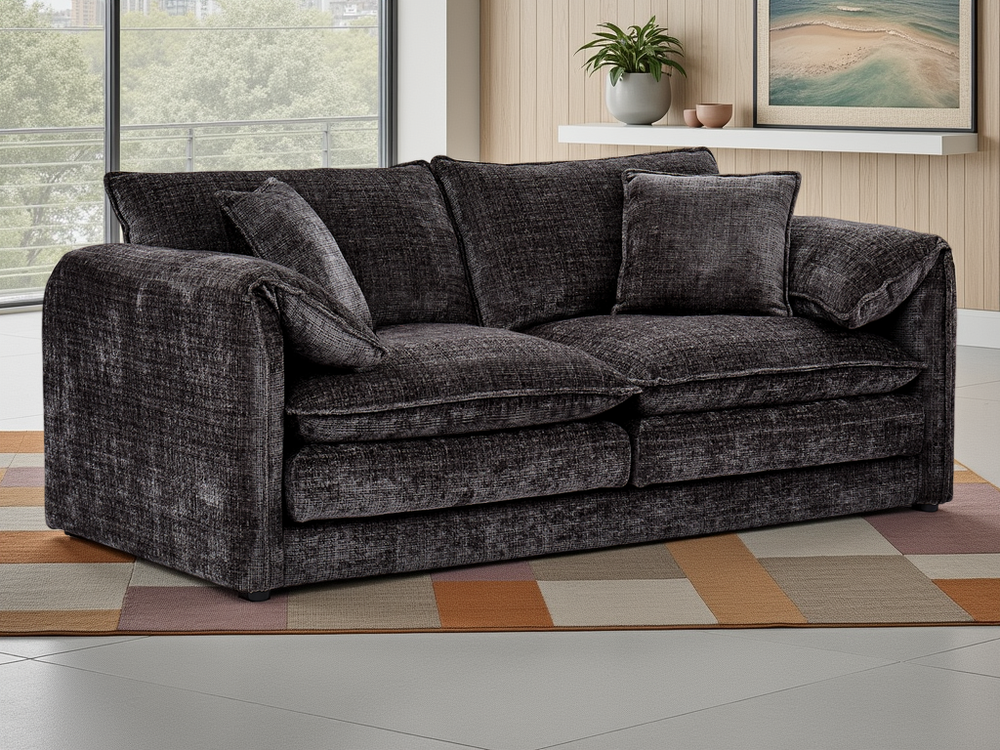 Solaya Sofa Black 3 Seater - Xshowhome