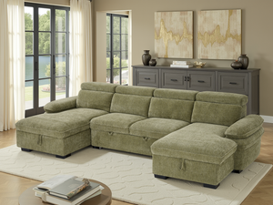 Hudson Sofabed Green U Shape Corner - Xshowhome