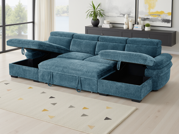 Hudson Sofabed Blue U Shape Corner - Xshowhome