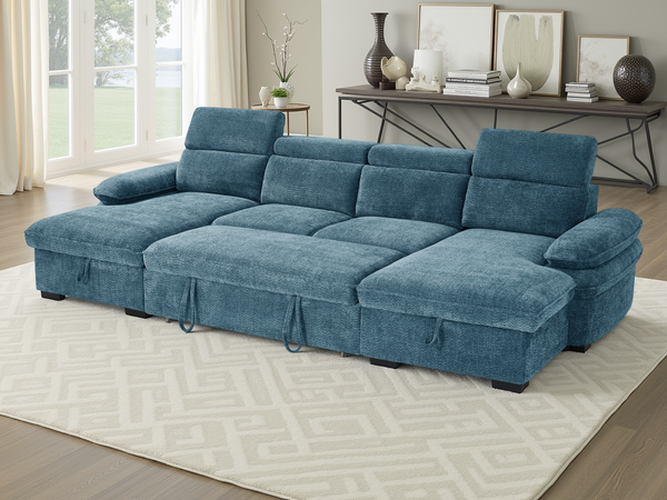 Hudson Sofabed Blue U Shape Corner - Xshowhome