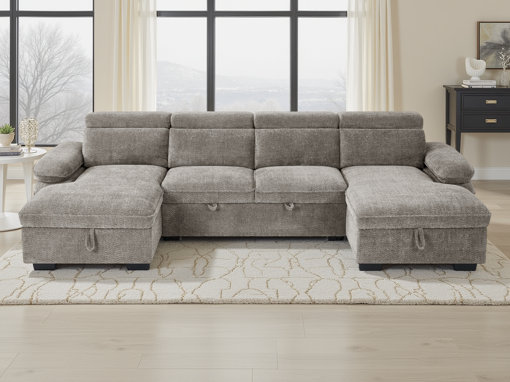 Hudson Sofabed Grey U Shape Corner - Xshowhome