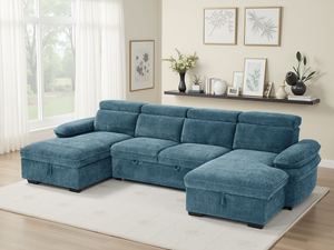Hudson Sofabed Blue U Shape Corner - Xshowhome