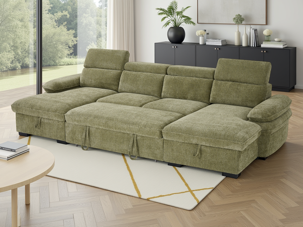 Hudson Sofabed Green U Shape Corner - Xshowhome