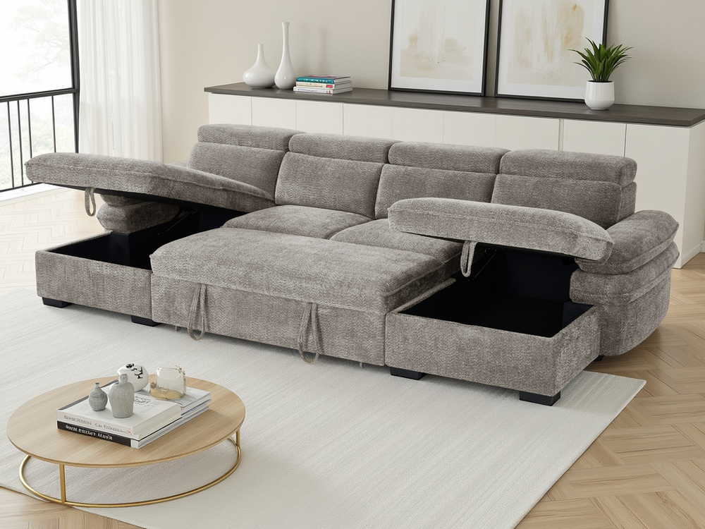 Hudson Sofabed Grey U Shape Corner - Xshowhome
