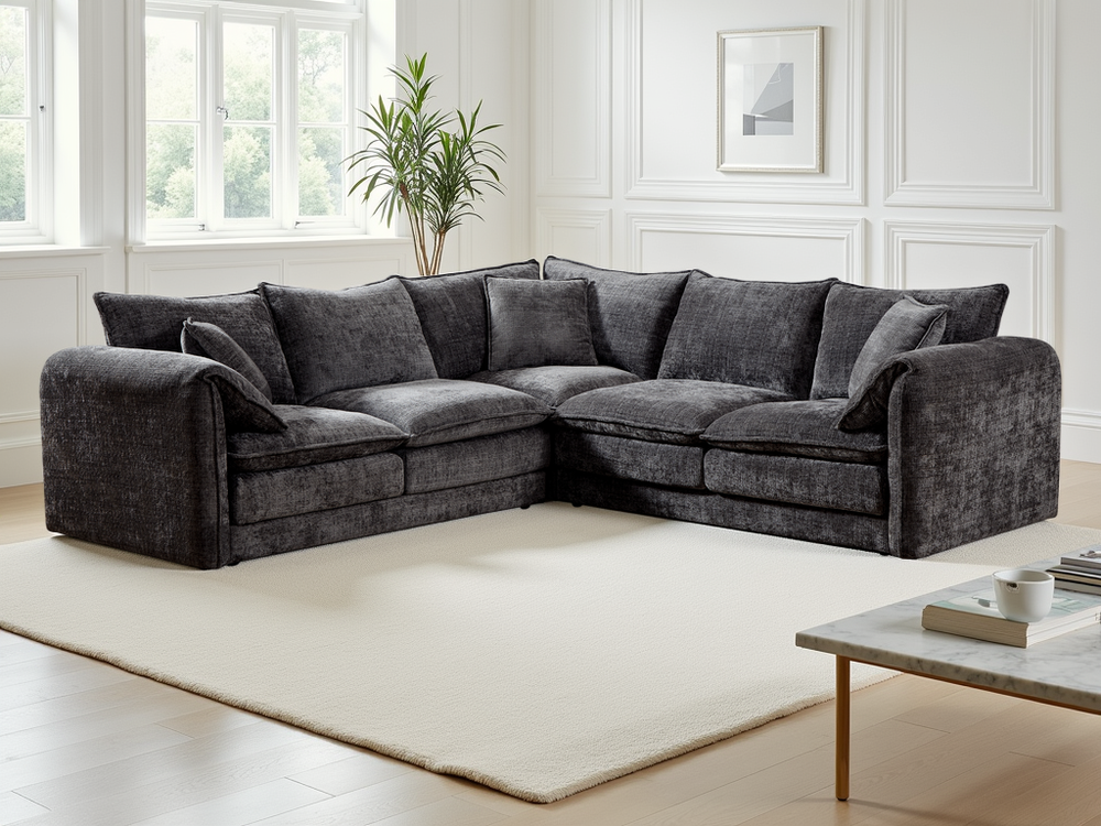 Solaya Sofa Black Large Corner - Xshowhome