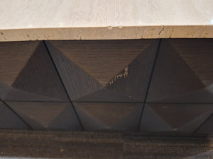 Ex-Display Claremont Coffee Table - Brown, Travertine Top (Damaged, Clearance)
