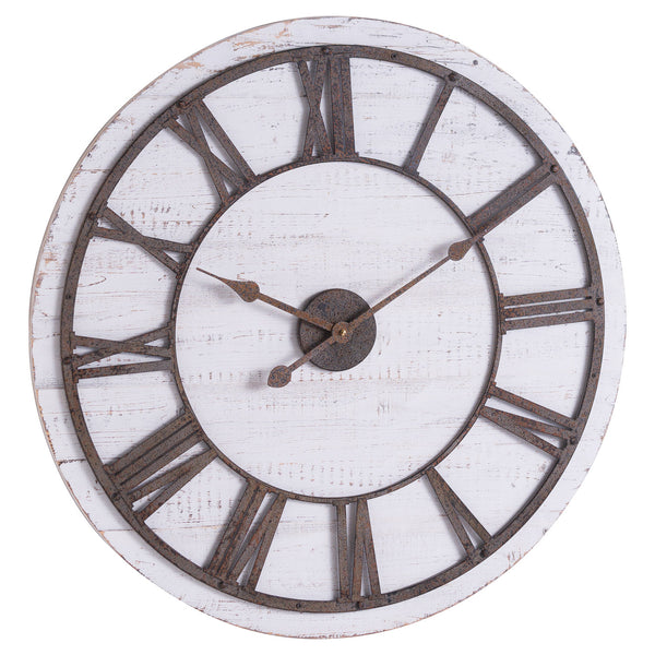 Rustic Wooden Clock with Aged Numerals and Hands