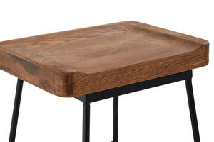 Lyon Weathered Oak Wood and  Metal Bar Stool detail image – Xshowhome furniture