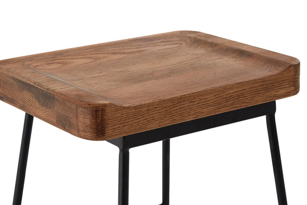 Lyon Weathered Oak Wood and  Metal Bar Stool detail image – Xshowhome furniture