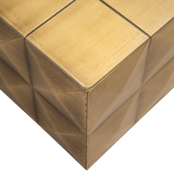 Coffee table Collada brushed gold incl. glass top