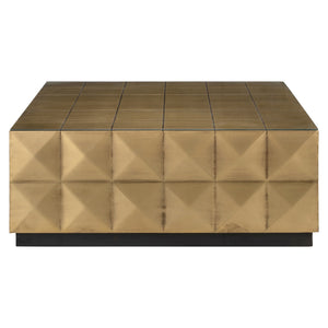 Coffee table Collada brushed gold incl. glass top