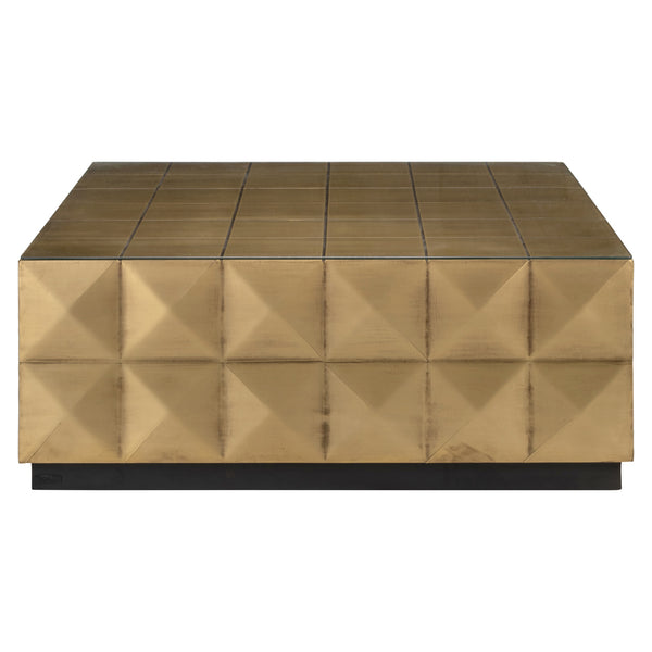 Coffee table Collada brushed gold incl. glass top