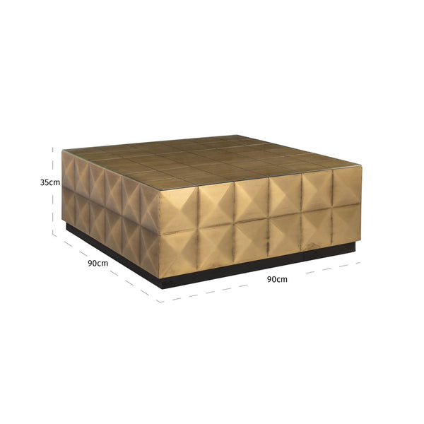 Coffee table Collada brushed gold incl. glass top