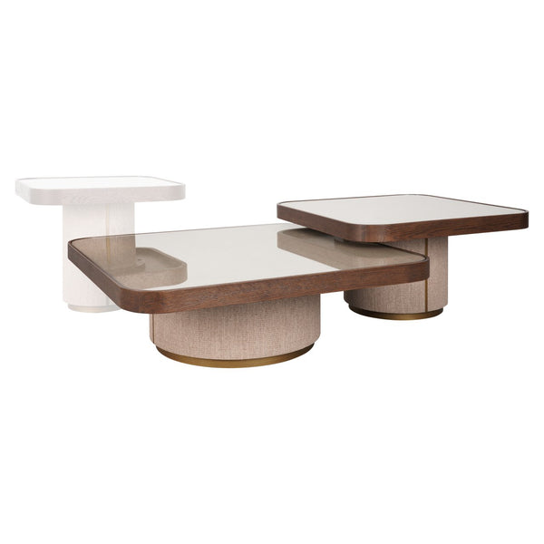 Coffee table Willox brown including glass (Set of 2)