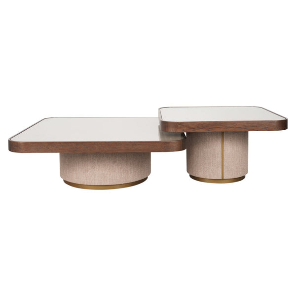 Coffee table Willox brown including glass (Set of 2)