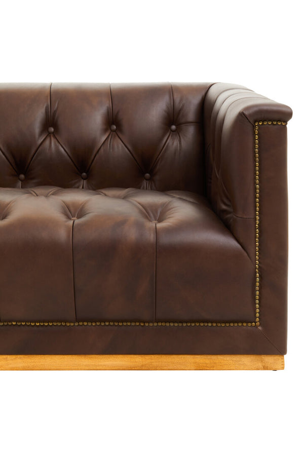 King Three Seater Modern Chesterfield Dark Brown Leather Sofa detail image – Xshowhome furniture