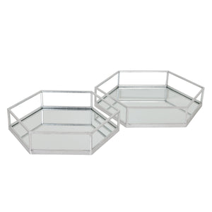 Silver Hexagon Set of Two Trays
