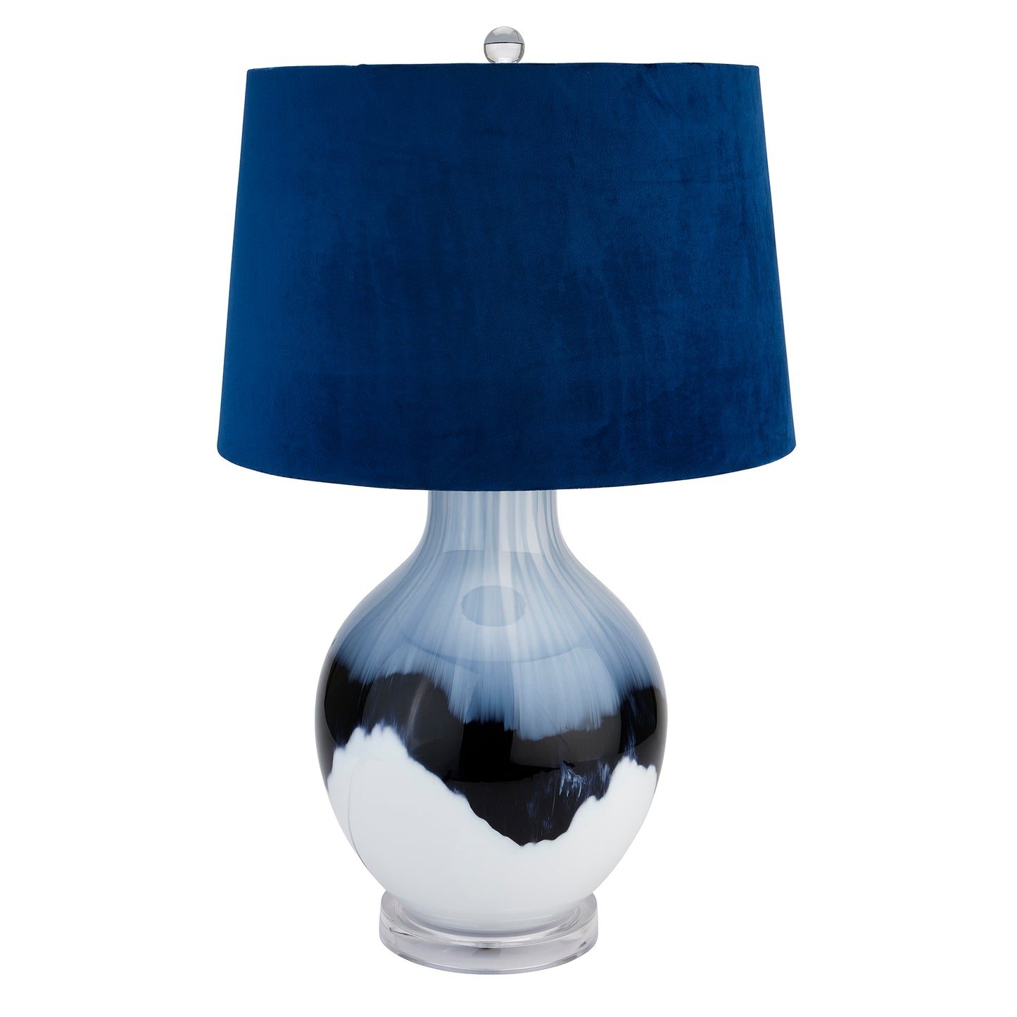 Ice Shadows Table Lamp With Navy Blue Lampshade