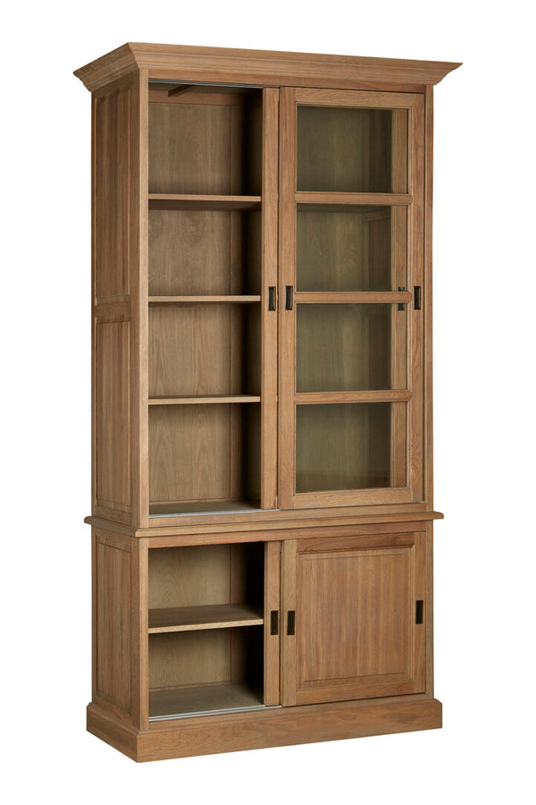 Lyon Oak Wood Tall Cabinet with Washed Grey Finish detail image – Xshowhome furniture