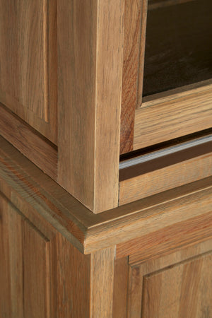 Lyon Oak Wood Tall Cabinet with Washed Grey Finish detail image – Xshowhome furniture