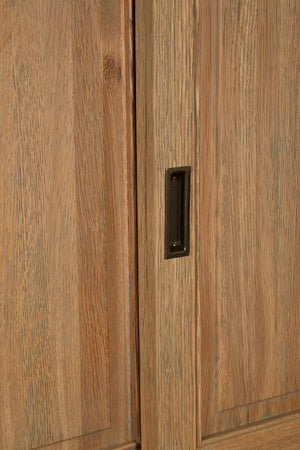 Lyon Oak Wood Tall Cabinet with Washed Grey Finish detail image – Xshowhome furniture