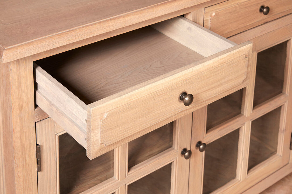 Lyon Oak Wood Sideboard in Washed Grey Finish – Xshowhome furniture